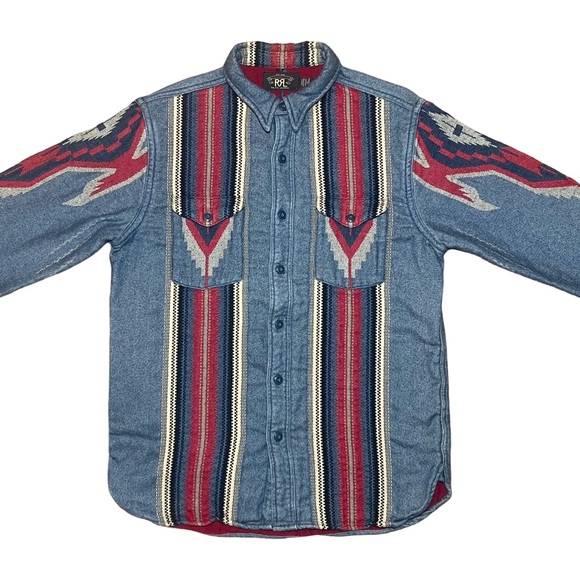 Vintage RRL Ralph Lauren Southwestern Polo Jacquard Chimayo Long Sleeve Workshir - Picture 3 of 11